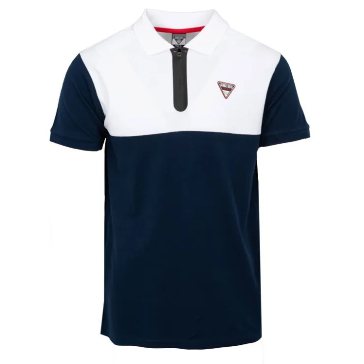 GEORGES RECH Polo color block col zippé avec logo écusson Homme BLEU FONCE Discount
