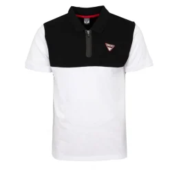 GEORGES RECH Polo color block col zippé avec logo écusson Homme BLANC