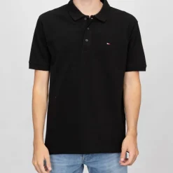 TOMMY HILFIGER Polo coton basique regular avec logo brodé Homme NOIR Sale