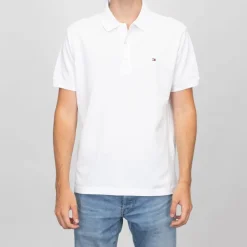 TOMMY HILFIGER Polo coton basique regular avec logo brodé Homme BLANC