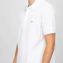 TOMMY HILFIGER Polo coton basique regular avec logo brodé Homme BLANC