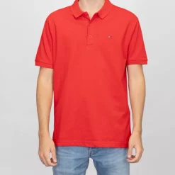 TOMMY HILFIGER Polo coton basique regular avec logo brodé Homme ROUGE