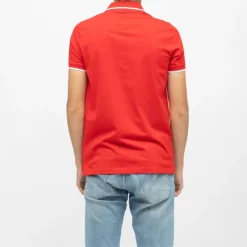 CERRUTI Polo coton chiné liseré manches logo brodé Homme ROUGE Discount