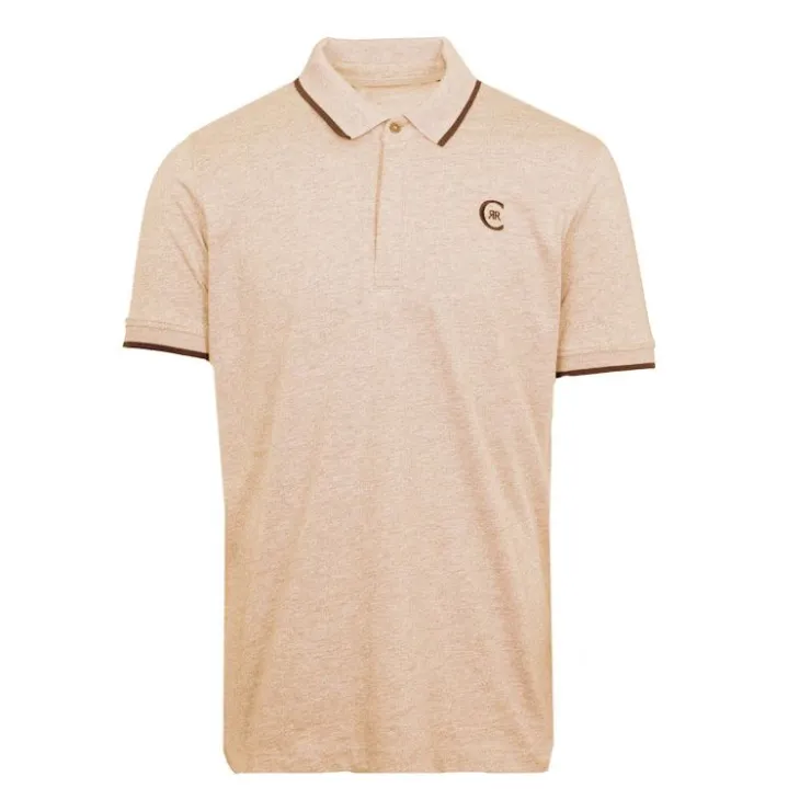 CERRUTI Polo coton chiné liseré manches logo brodé Homme BEIGE Sale