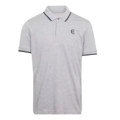 CERRUTI Polo coton chiné liseré manches logo brodé Homme GRIS CLAIR Outlet