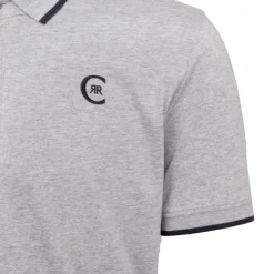 CERRUTI Polo coton chiné liseré manches logo brodé Homme GRIS CLAIR Outlet
