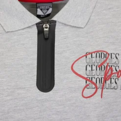 GEORGES RECH Polo coton col zippé imprimé Sport manuscrit Homme GRIS CLAIR Discount