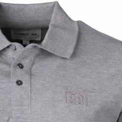 CERRUTI Polo Eduardo uni logo brodé Homme GRIS CLAIR Outlet