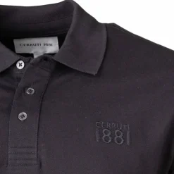 CERRUTI Polo Eduardo uni logo brodé Homme NOIR Outlet