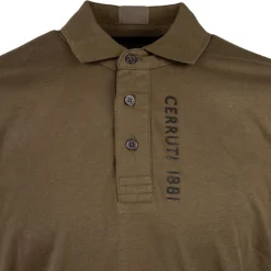 CERRUTI Polo en coton velino logo brodé vertical Homme KAKI Discount