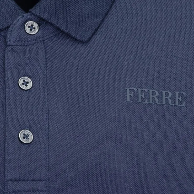 GIANFRANCO FERRE Polo Gianni à boutons coton texturé Homme BLEU FONCE Outlet