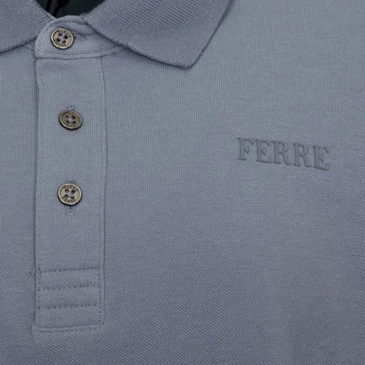 GIANFRANCO FERRE Polo Gianni à boutons coton texturé Homme BLEU Hot