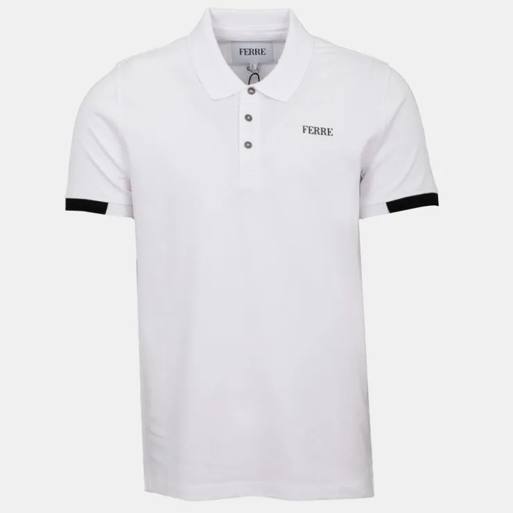 GIANFRANCO FERRE Polo Gianni à boutons coton texturé Homme BLANC New