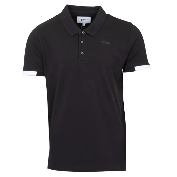 GIANFRANCO FERRE Polo Gianni à boutons coton texturé Homme NOIR
