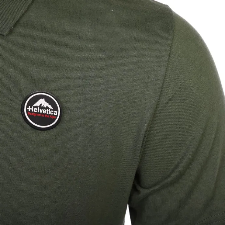 HELVETICA Polo logo brodé Homme KAKI Hot