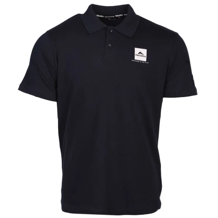 HELVETICA Polo logo imprimé Homme BLEU FONCE Hot
