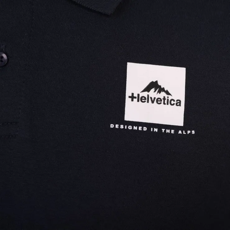 HELVETICA Polo logo imprimé Homme BLEU FONCE Hot