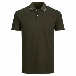 JACK & JONES Polo manches courtes 100% Coton Homme JACK AND JONES VERT FONCE New