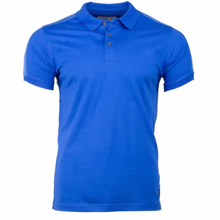 CERRUTI Polo manches courtes coton doux bande logo épaule ballabile Homme BLEU ROI Outlet