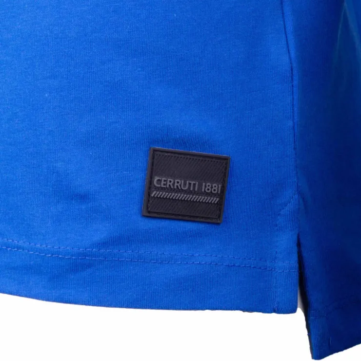 CERRUTI Polo manches courtes coton doux bande logo épaule ballabile Homme BLEU ROI Outlet