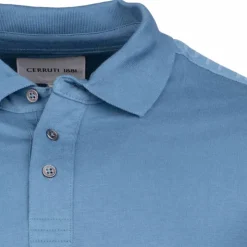 CERRUTI Polo manches courtes coton doux bande logo épaule ballabile Homme BLEU Sale