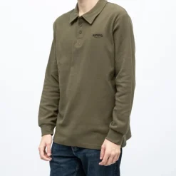 KAPORAL Polo manches longues broderie cote germinal Homme KAKI