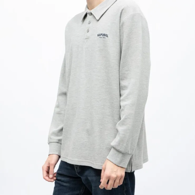 KAPORAL Polo manches longues broderie cote germinal Homme GRIS CLAIR New