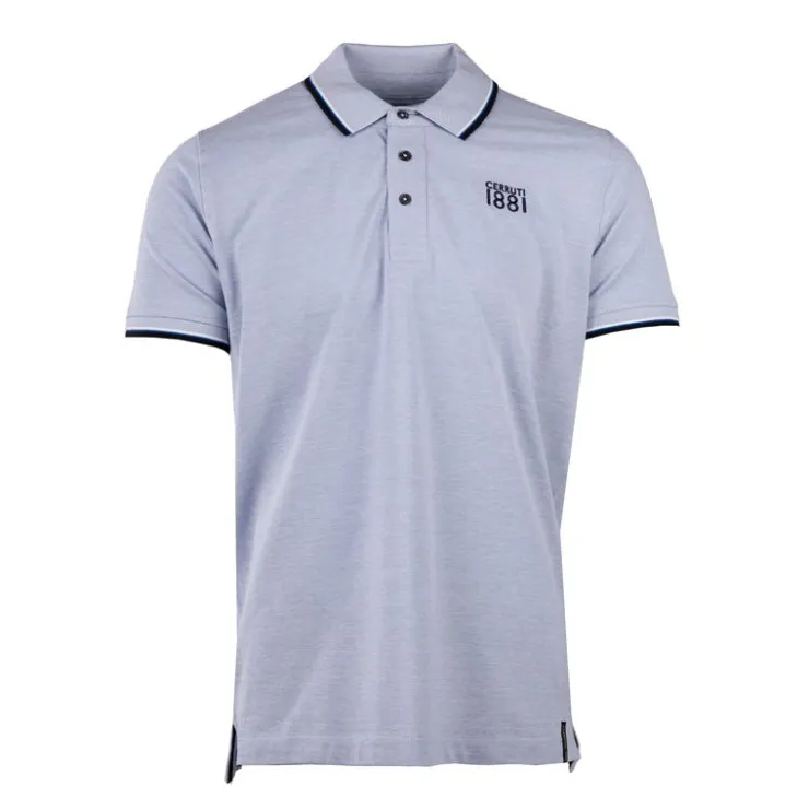 CERRUTI Polo regular manches courtes natisone avec liseré Homme BLEU CIEL Outlet