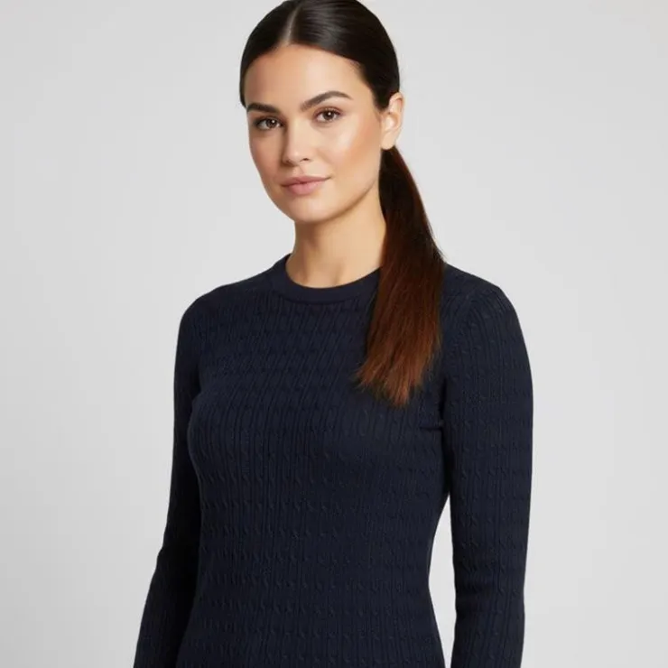 BILL TORNADE Pull col rond torsadé 18727 Femme BLEU FONCE