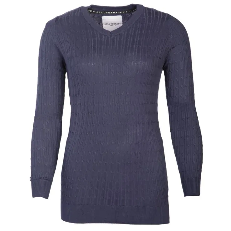 BILL TORNADE Pull col v torsadé 18734 Femme BLEU FONCE