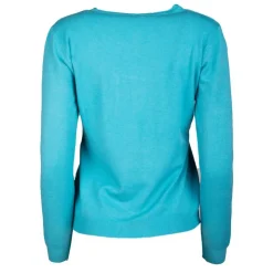 REAL CASHMERE Pull fine maille col rond 30% cachemire 080 Femme TURQUOISE Outlet