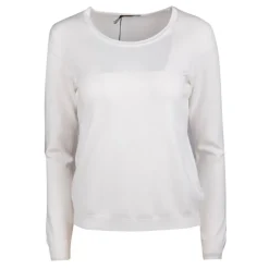 REAL CASHMERE Pull fine maille col rond 30% cachemire 080 Femme BLANC