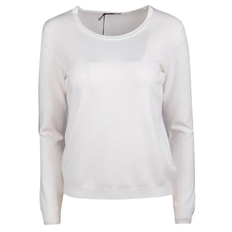 REAL CASHMERE Pull fine maille col rond 30% cachemire 080 Femme BLANC
