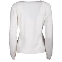 REAL CASHMERE Pull fine maille col rond 30% cachemire 080 Femme BLANC
