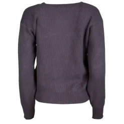 REAL CASHMERE Pull grosse maille col rond cachemire laine Femme GRIS FONCE Discount