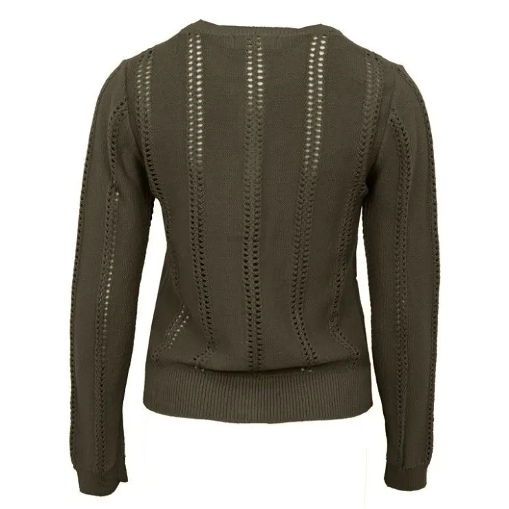 LA PETITE ETOILE Pull ajouré avec boutons milada Femme KAKI Discount