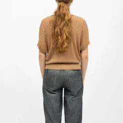 DEELUXE 74 Pull ajusté manches courtes Femme MARRON CLAIR Outlet