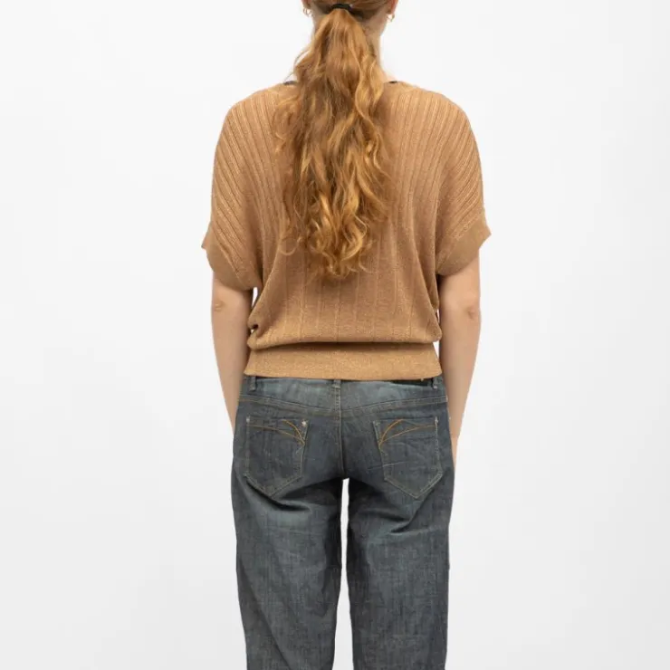 DEELUXE 74 Pull ajusté manches courtes Femme MARRON CLAIR Outlet
