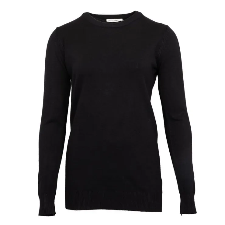 ELEVEN PARIS Pull basique maille fine col rond Mixte NOIR Clearance