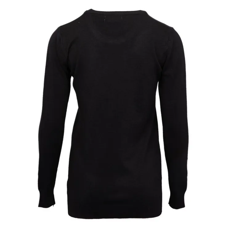 ELEVEN PARIS Pull basique maille fine col rond Mixte NOIR Clearance