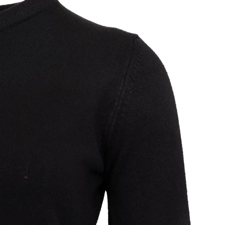 ELEVEN PARIS Pull basique maille fine col rond Mixte NOIR Clearance