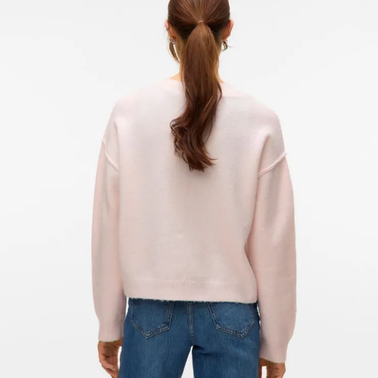 VERO MODA Pull besti col rond regular avec détail couture Femme ROSE CLAIR Sale