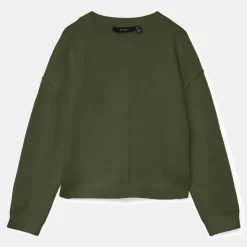 VERO MODA Pull besti col rond regular avec détail couture Femme KAKI