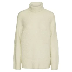 PIECES Pull birch Natherine col cheminée Femme BLANC ECRU Sale