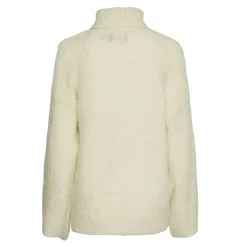 PIECES Pull birch Natherine col cheminée Femme BLANC ECRU Sale