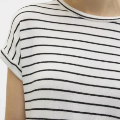 VERO MODA Pull Brianna à rayures en maille fine col rond Femme BLANC ECRU Clearance