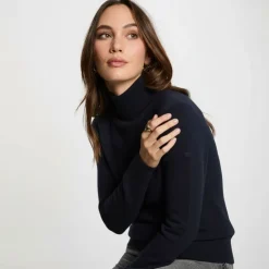 BILL TORNADE Pull col cheminée 22267 Femme BLEU FONCE Discount