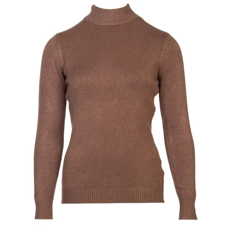 BELLE FEMME Pull col cheminée cachemire et laine mélangé Femme MARRON Sale