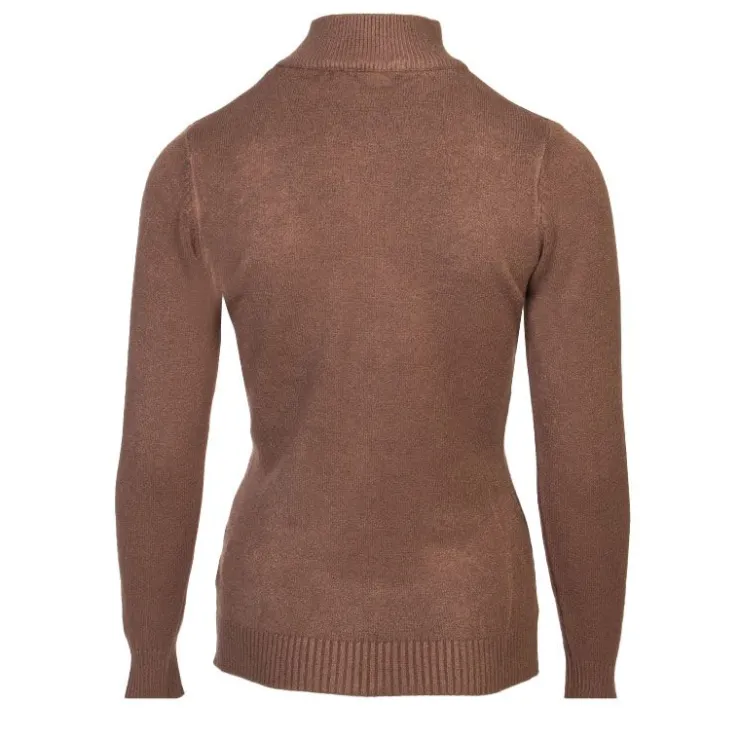 BELLE FEMME Pull col cheminée cachemire et laine mélangé Femme MARRON Sale