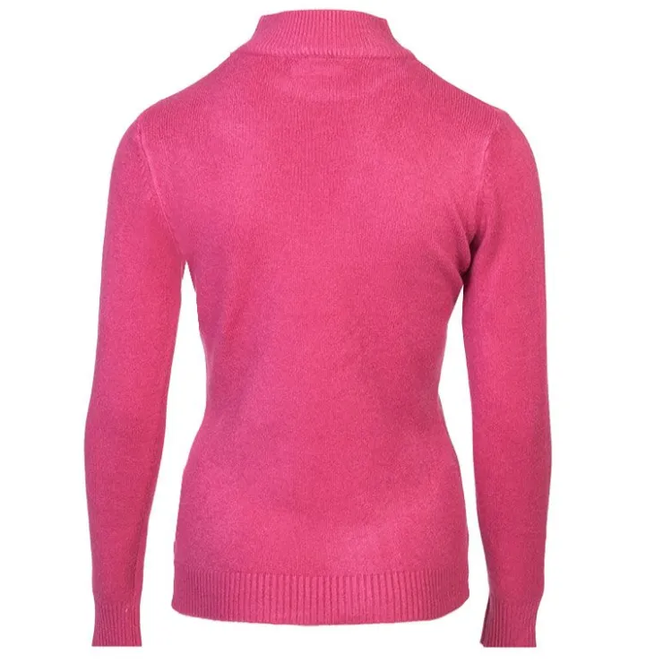 BELLE FEMME Pull col cheminée cachemire et laine mélangé Femme ROSE Sale